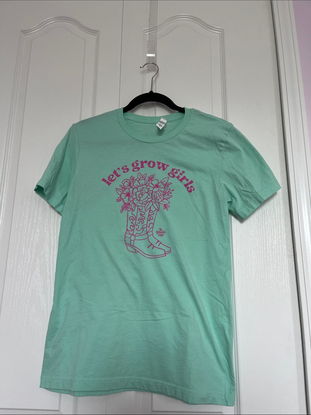 Bella Canvas Mint Green Tee with Pink Graphic